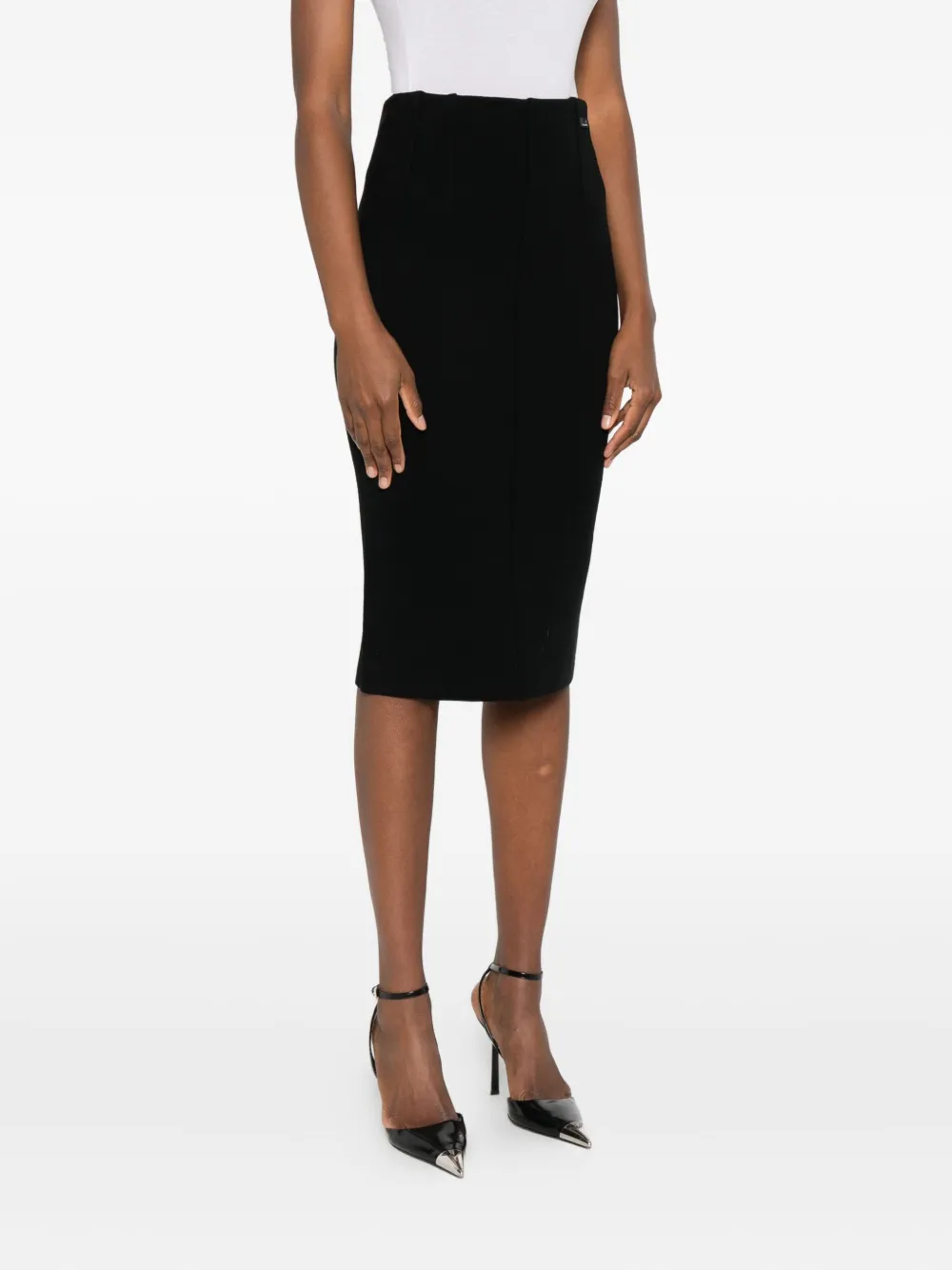 Elisabetta Franchi Back-detail Midi Pencil Skirt In Black