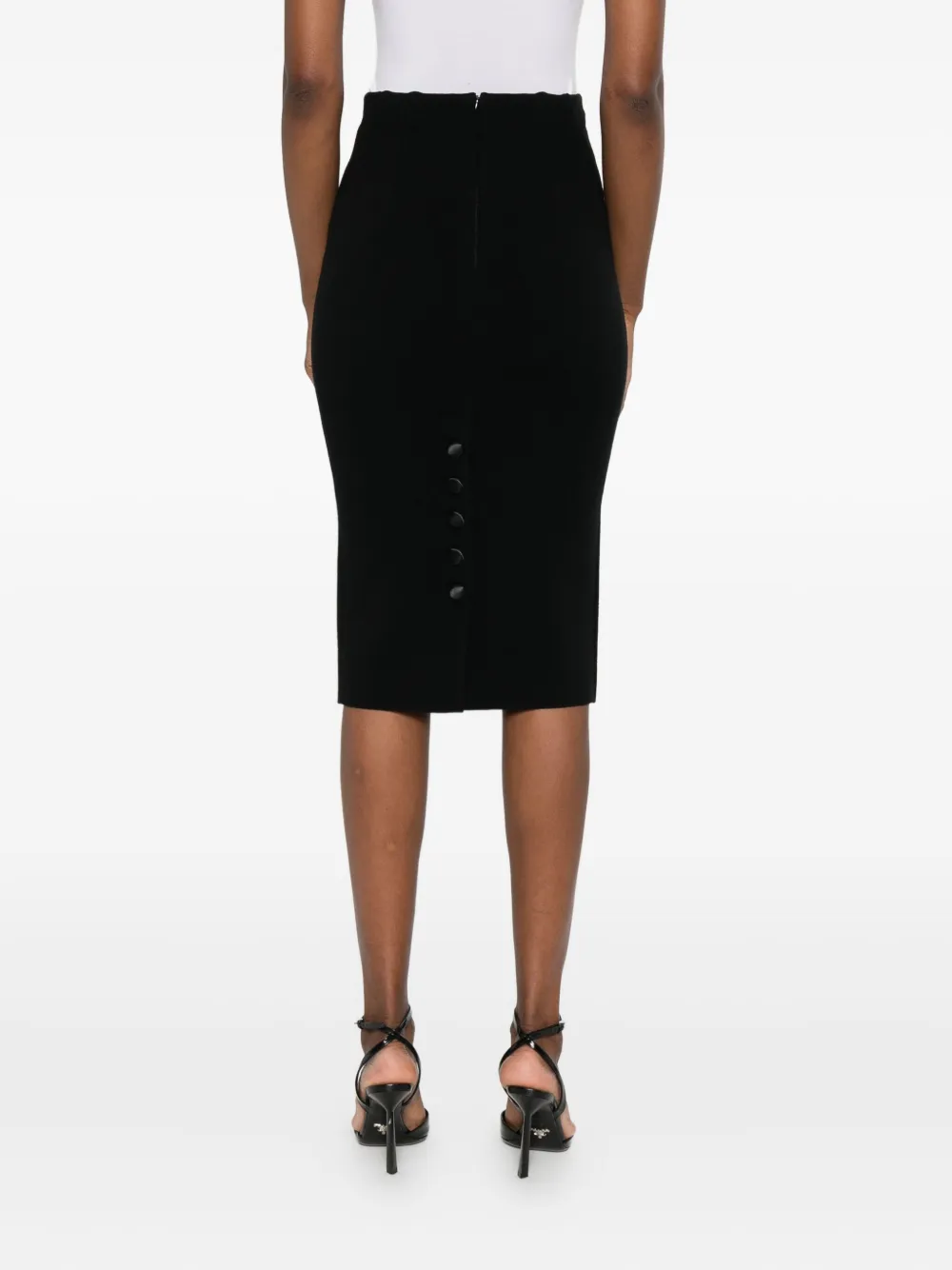 Elisabetta Franchi Back-detail Midi Pencil Skirt In Black