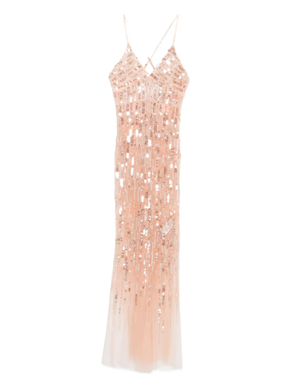 Elisabetta Franchi Sequin-embellished Sleeveless Maxi Dress In Pink