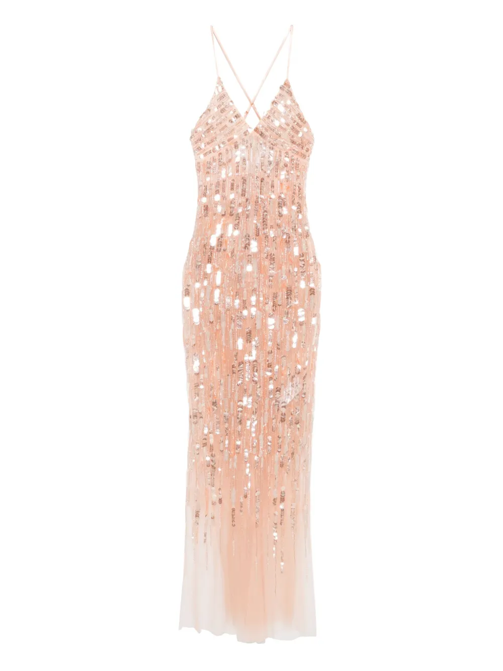 Elisabetta Franchi sequin-embellished sleeveless maxi dress | Neutrals | Image 1