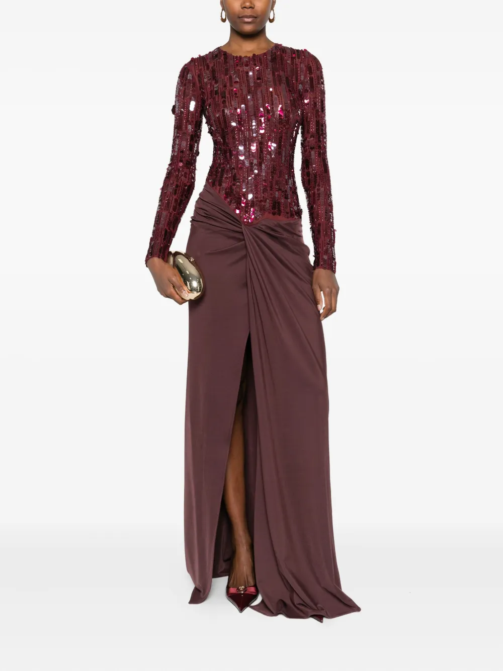 Elisabetta Franchi sequin-embellished maxi dress - Rood