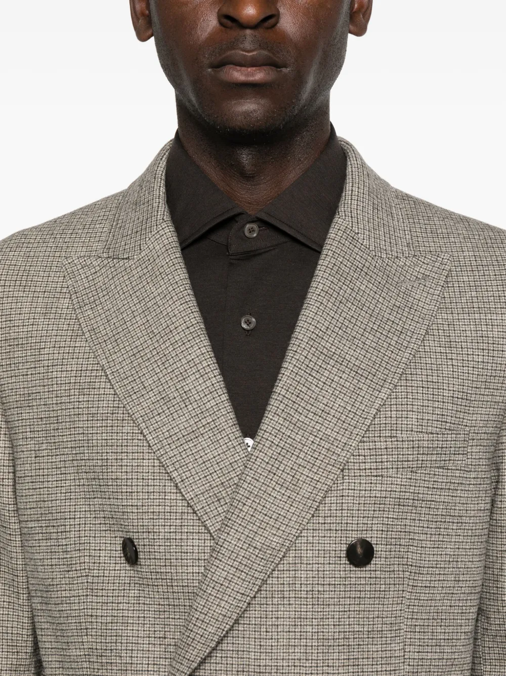 Paolo Pecora Checked Double-breasted Jacket In Gray