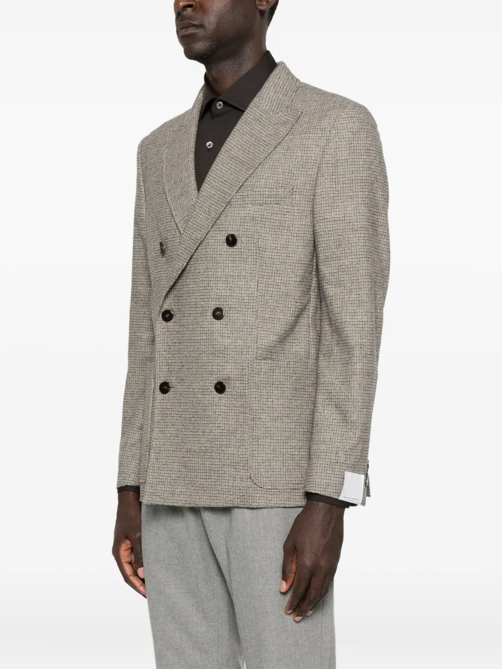 Paolo Pecora Checked Double-breasted Jacket In Gray