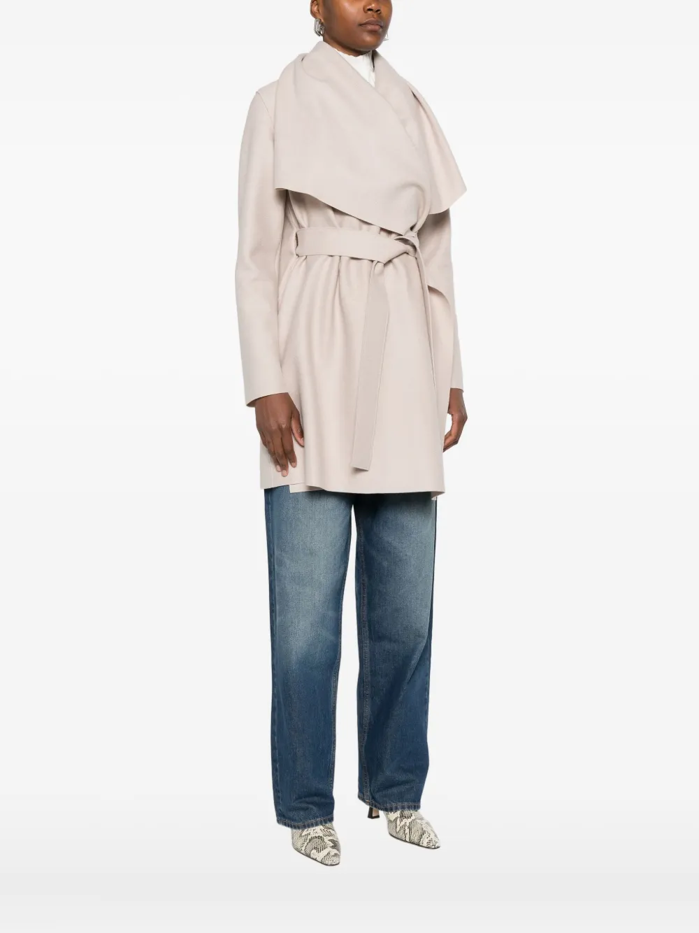 Harris Wharf London Wool Belted Coat In Neutral