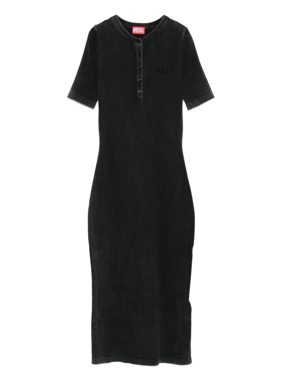Diesel button-fastening short-sleeve dress - Nero