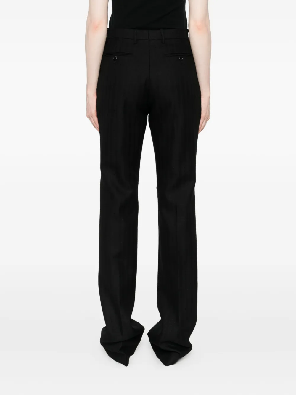 Tom Ford Sharp Herringbone Tailored Straight Leg Trousers Clothing In Black