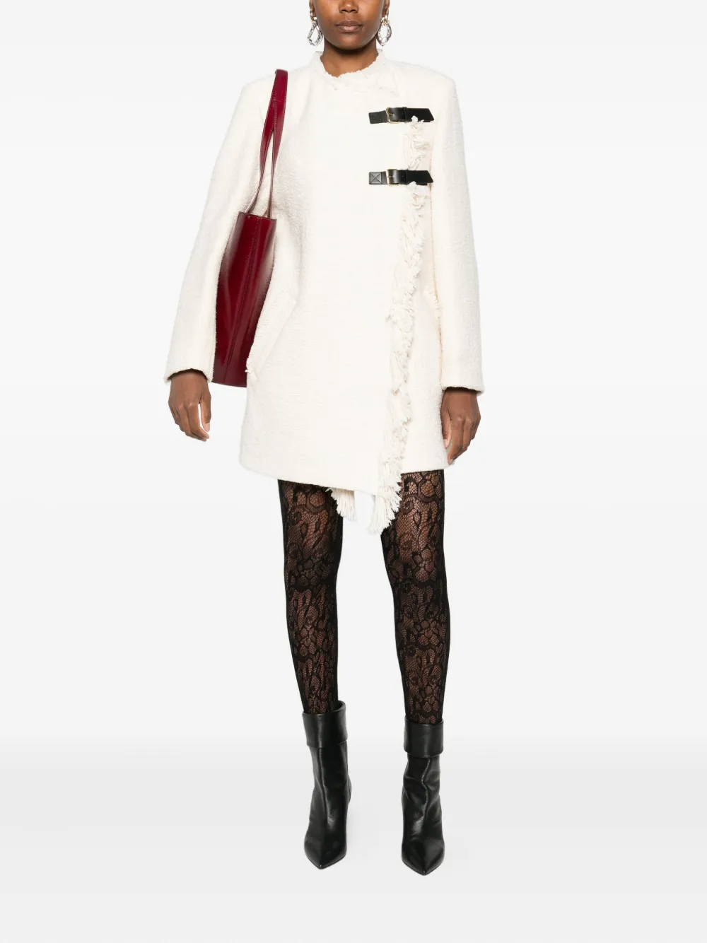 ISABEL MARANT Garmia fringed buckle-fastening coat | Single Breasted Coats | Image 2