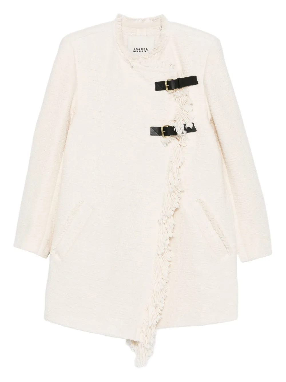 ISABEL MARANT Garmia fringed buckle-fastening coat | Neutrals | Image 1