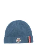 Moncler Enfant logo-patch beanie - Blue