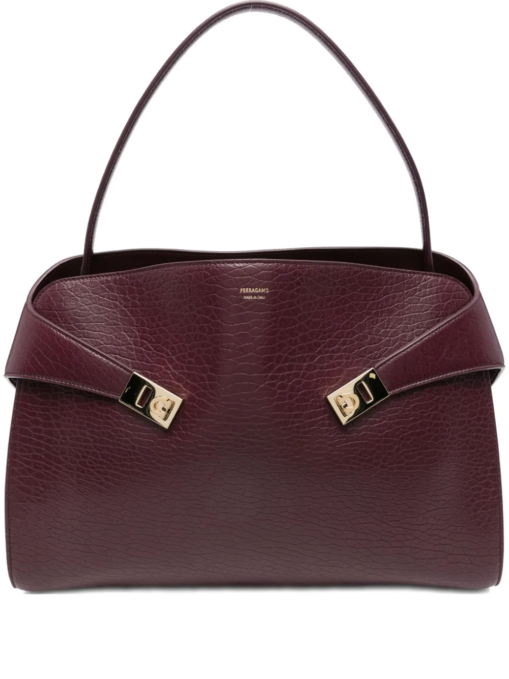 Ferragamo Gancini-clasp Leather Shoulder Bag In Red