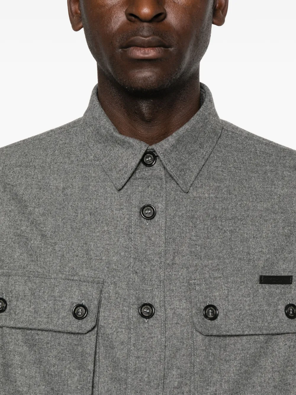 Paolo Pecora Button-down shirtjack met dubbele zak GRAY