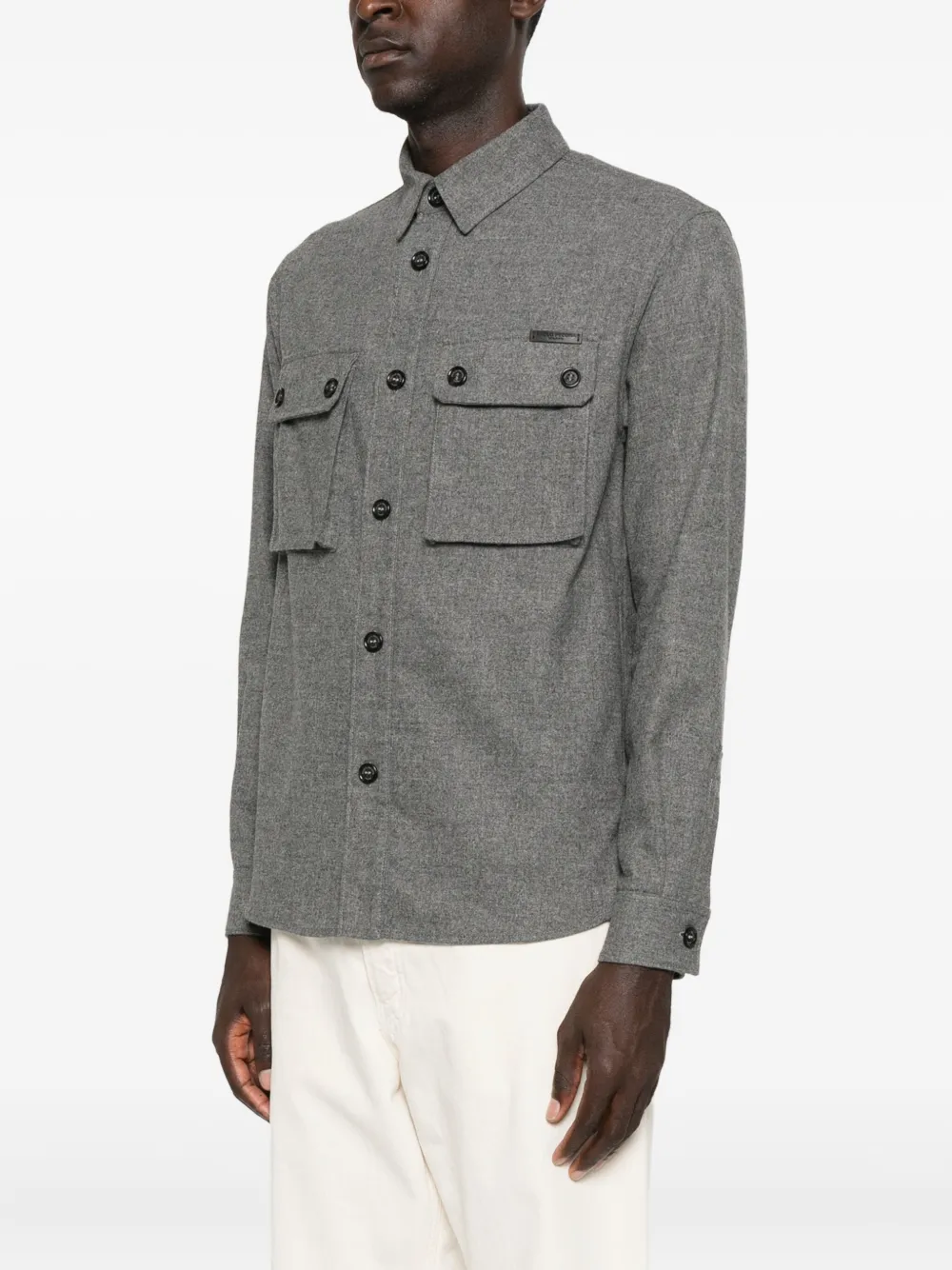 Paolo Pecora Button-down shirtjack met dubbele zak GRAY