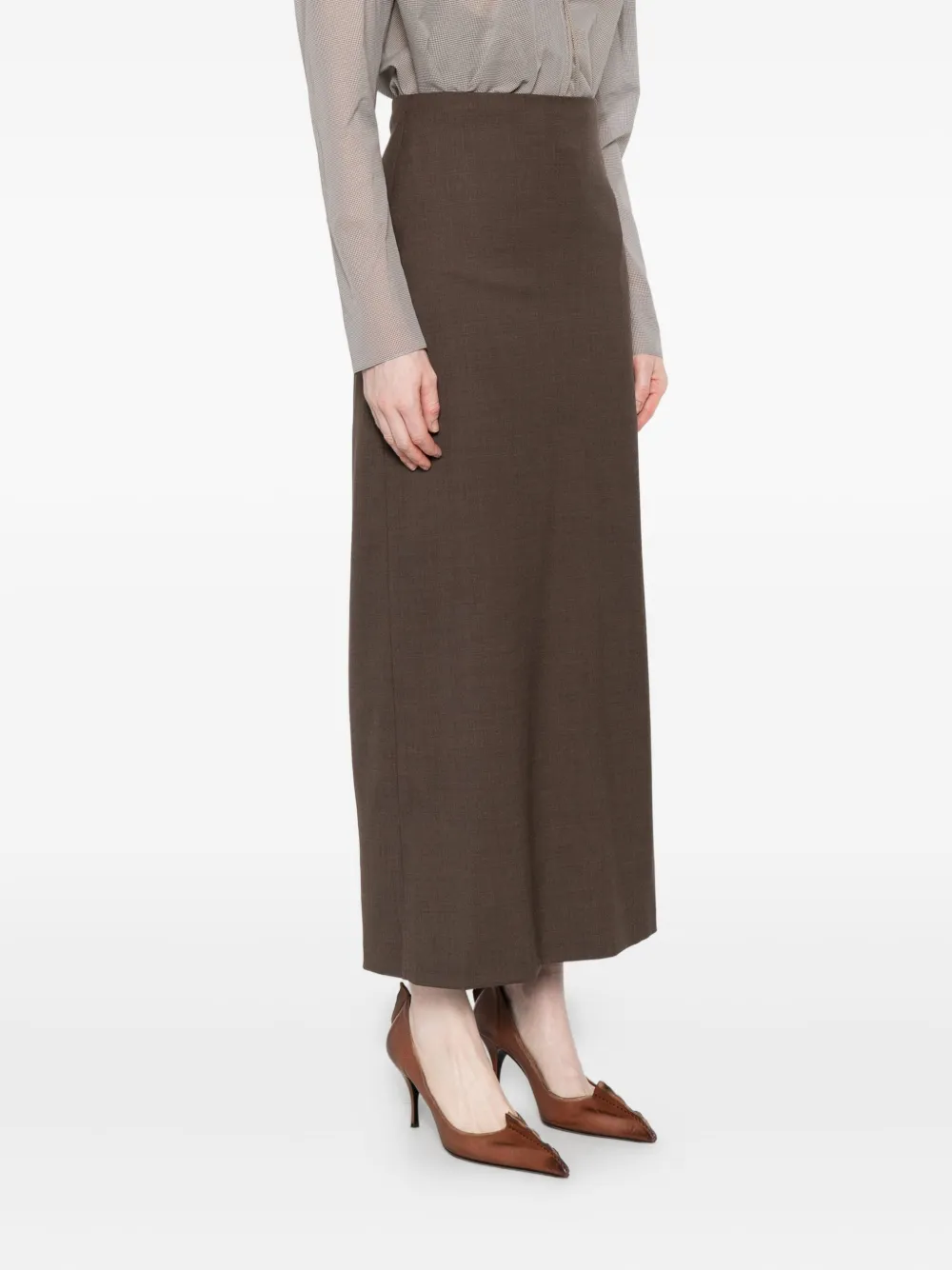 Loulou Wollen maxi-rok Bruin