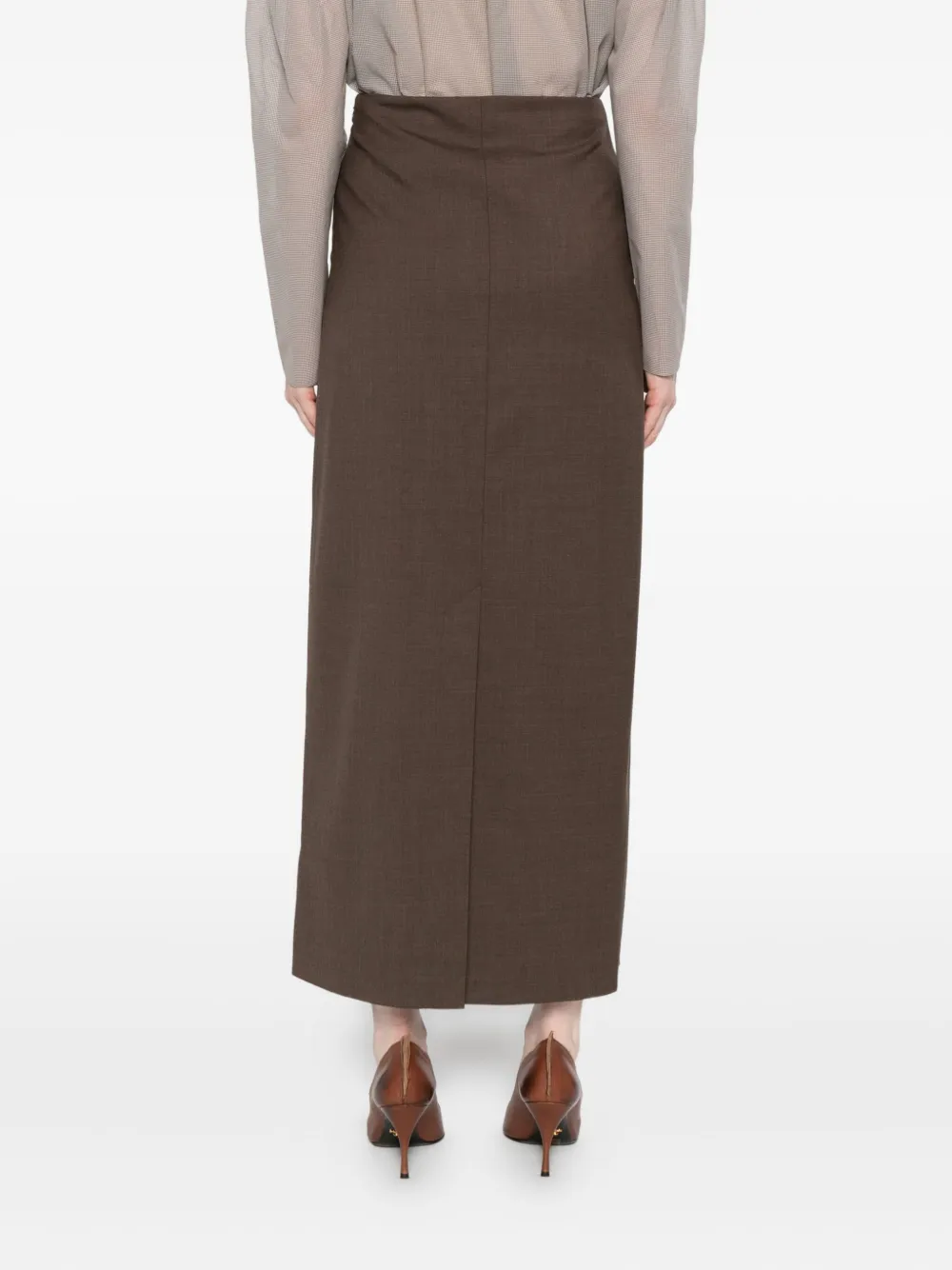 Loulou Wollen maxi-rok Bruin