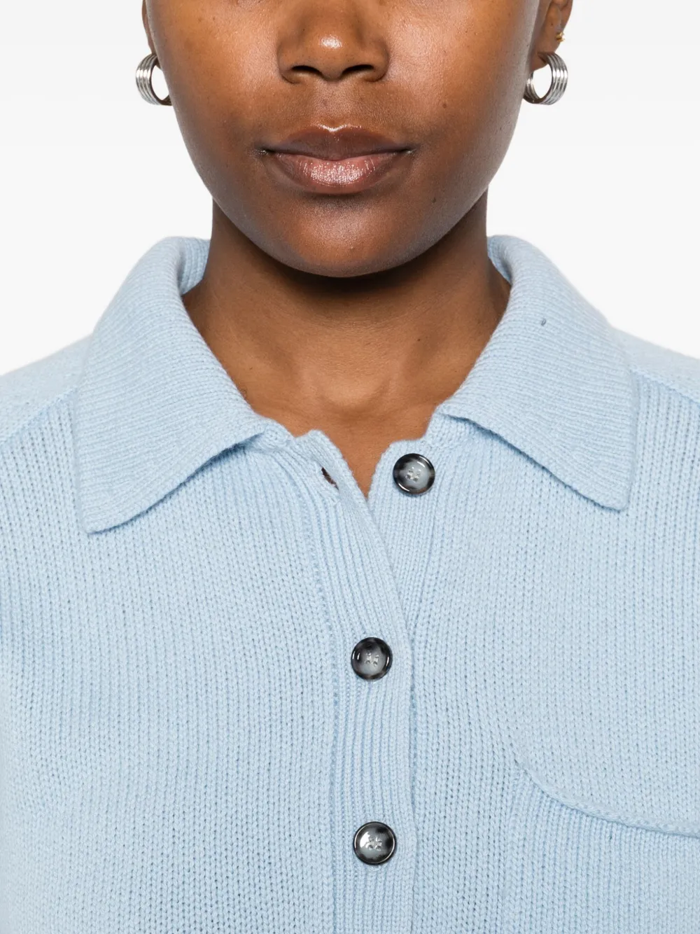 Allude Trui met opgestikte zak en polokraag Blauw