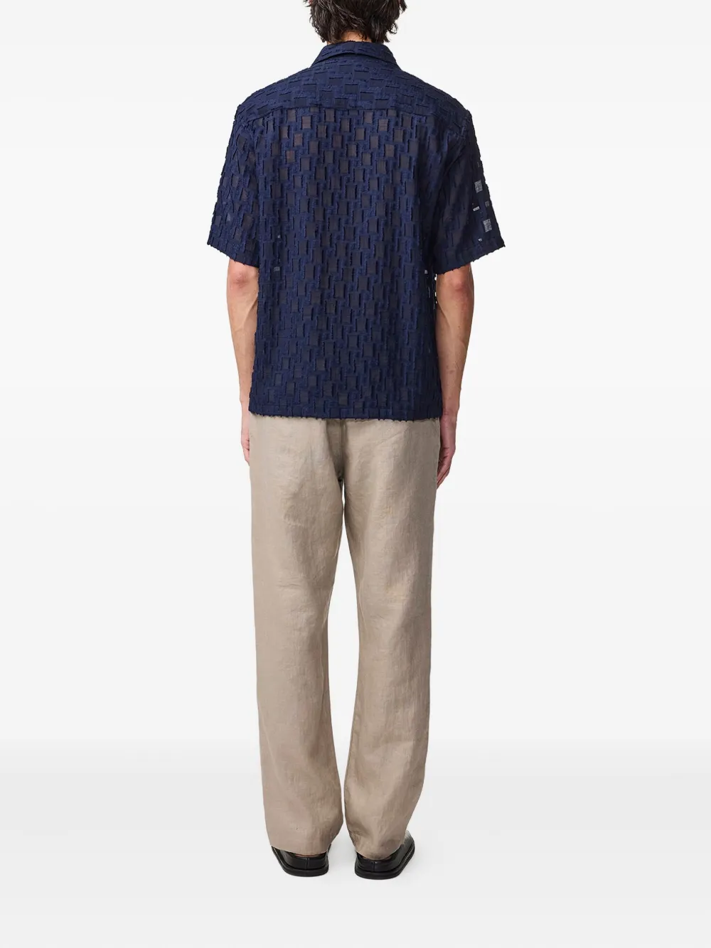 NN07 Freddy geruit overhemd met textuur Blauw