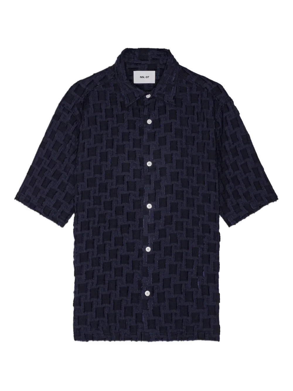 NN07 Freddy geruit overhemd met textuur Blauw