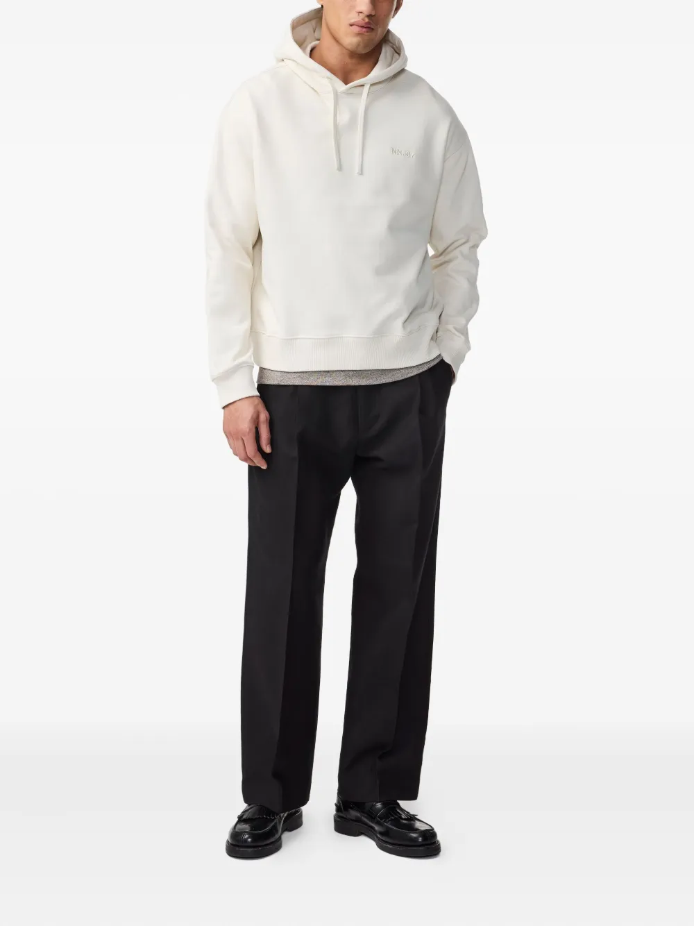 NN07 Hoodie met geborduurd logo Wit