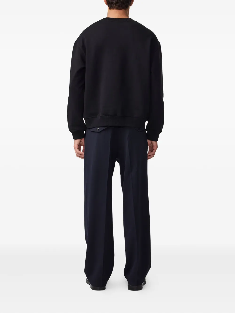 NN07 David sweater met geborduurd logo Zwart