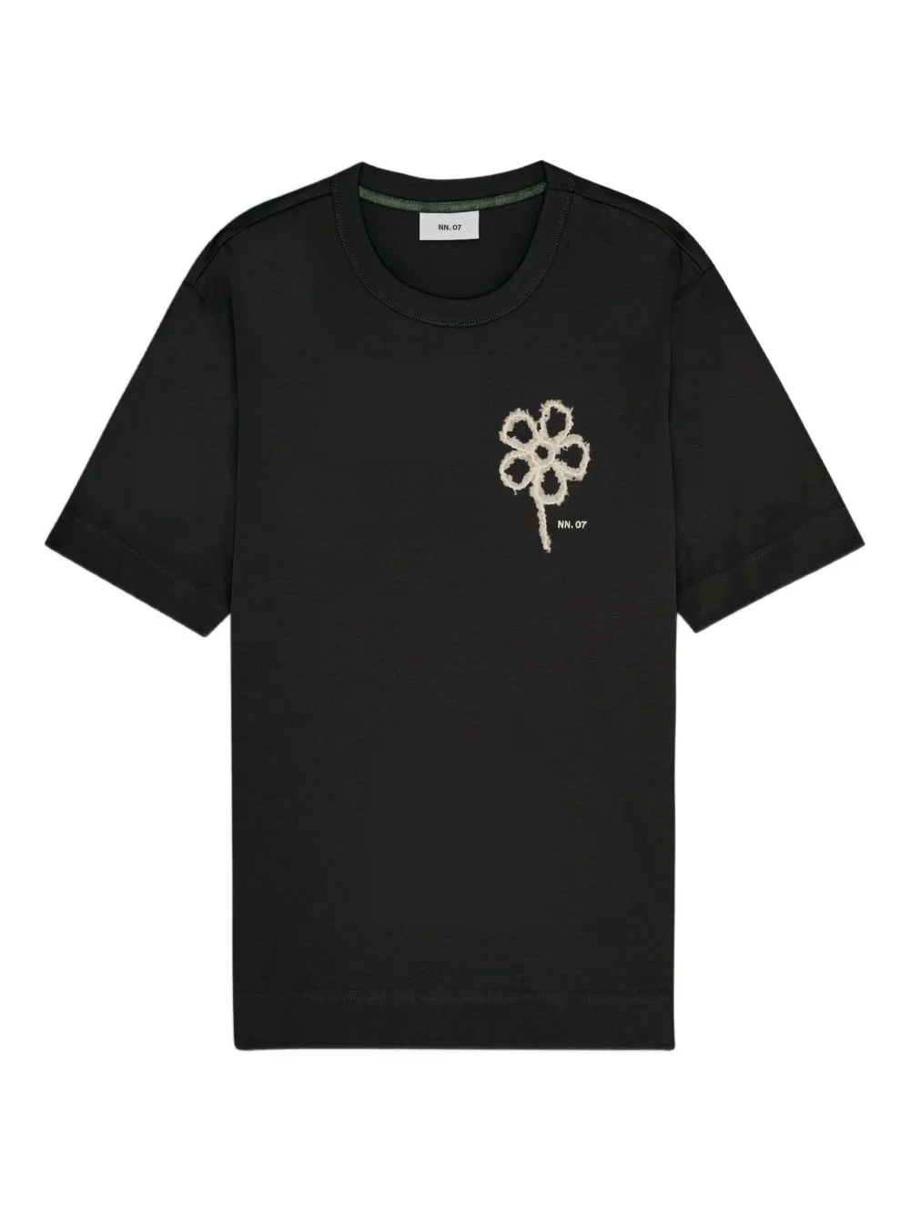 NN07 T-shirt met geborduurde bloemen Zwart