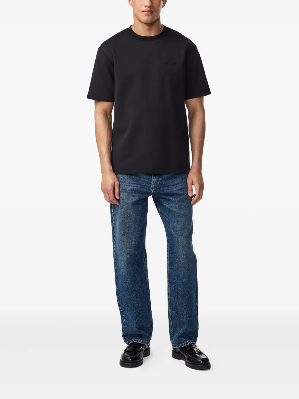 NN07 T-shirt met geborduurd logo - Zwart