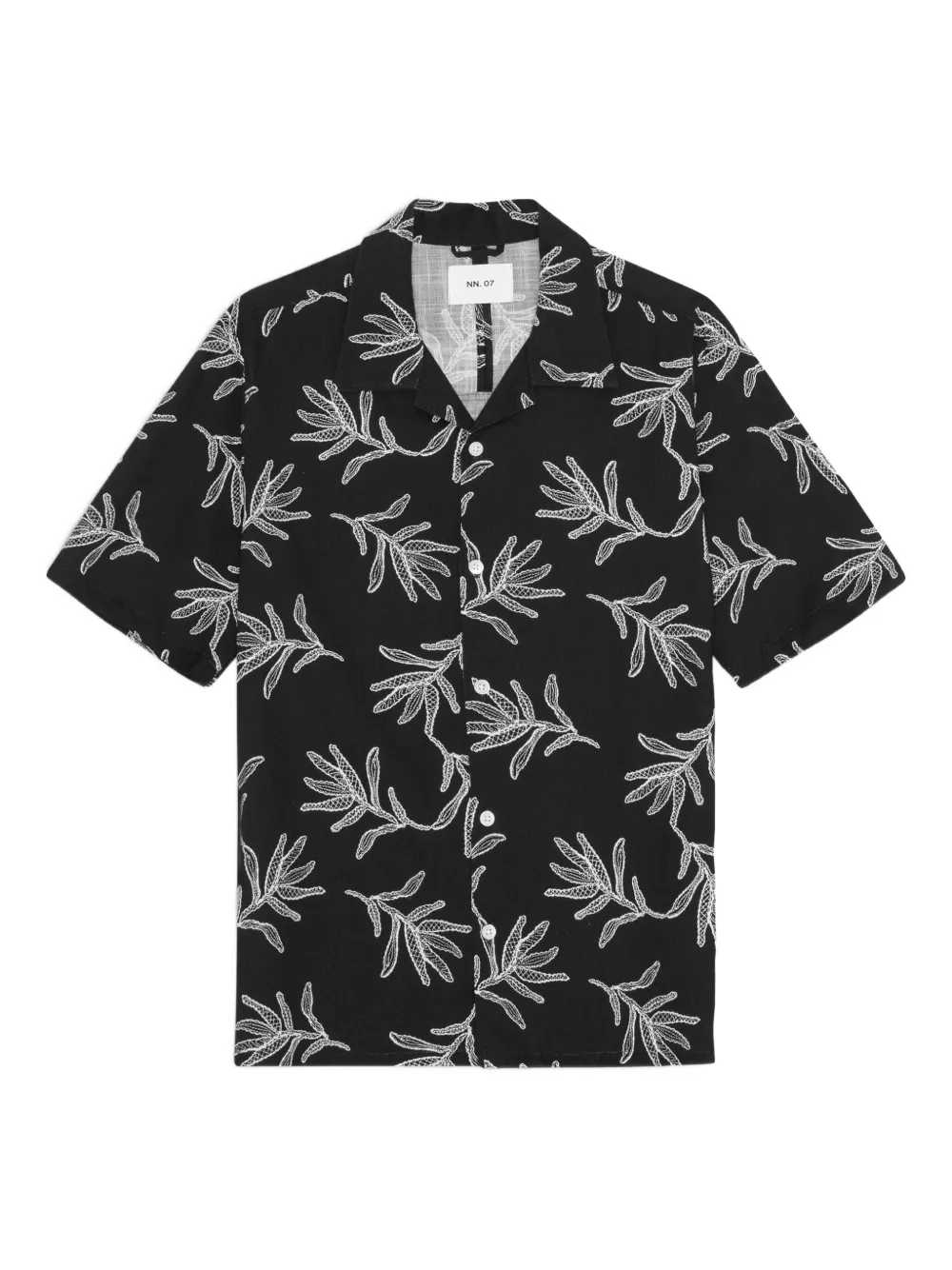 NN07 Ole leaf-print short-sleeve shirt - ブラック NN07 Ole leaf-print short-sleeve shirt - ブラック