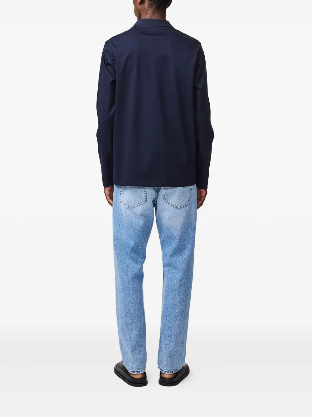 NN07 T-shirt met polokraag en lange mouwen Blauw