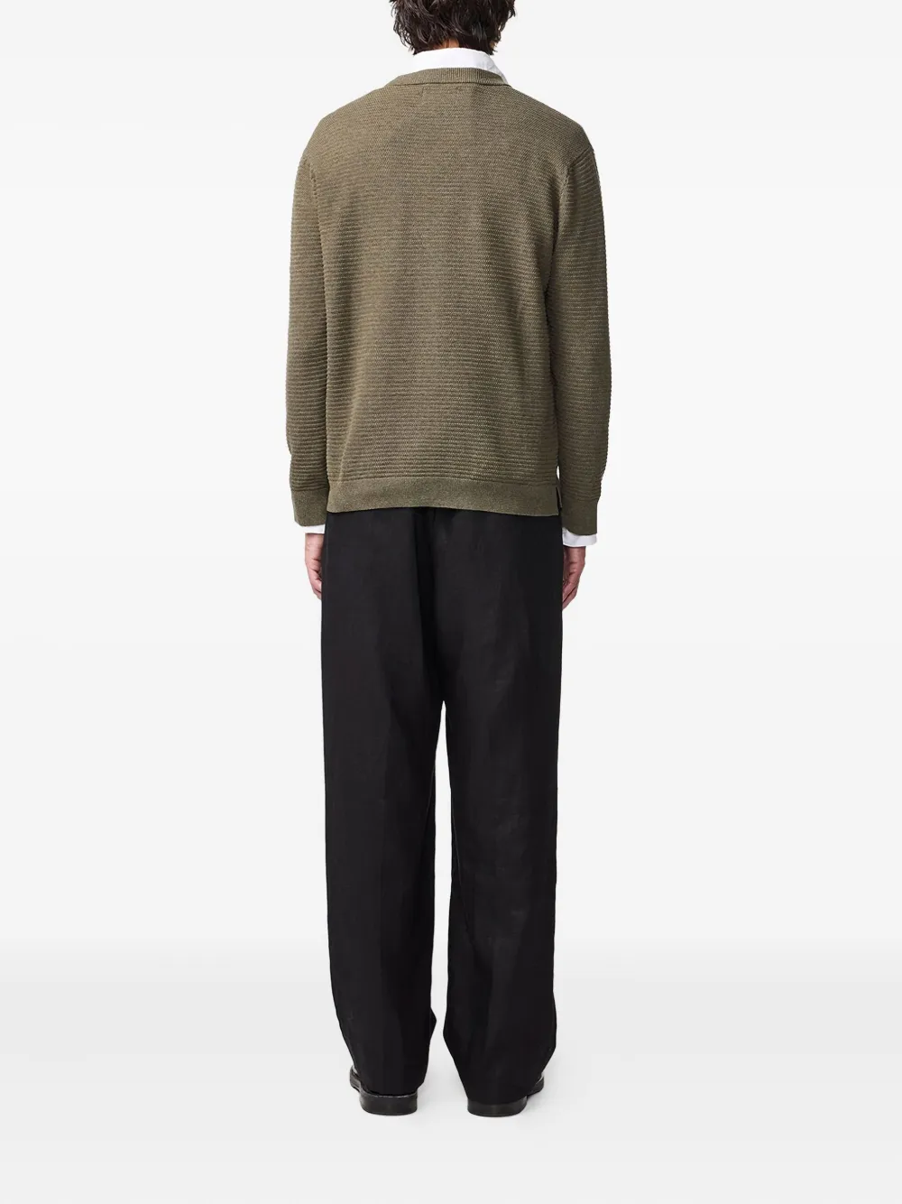 NN07 Geribbelde sweater met ronde hals Groen