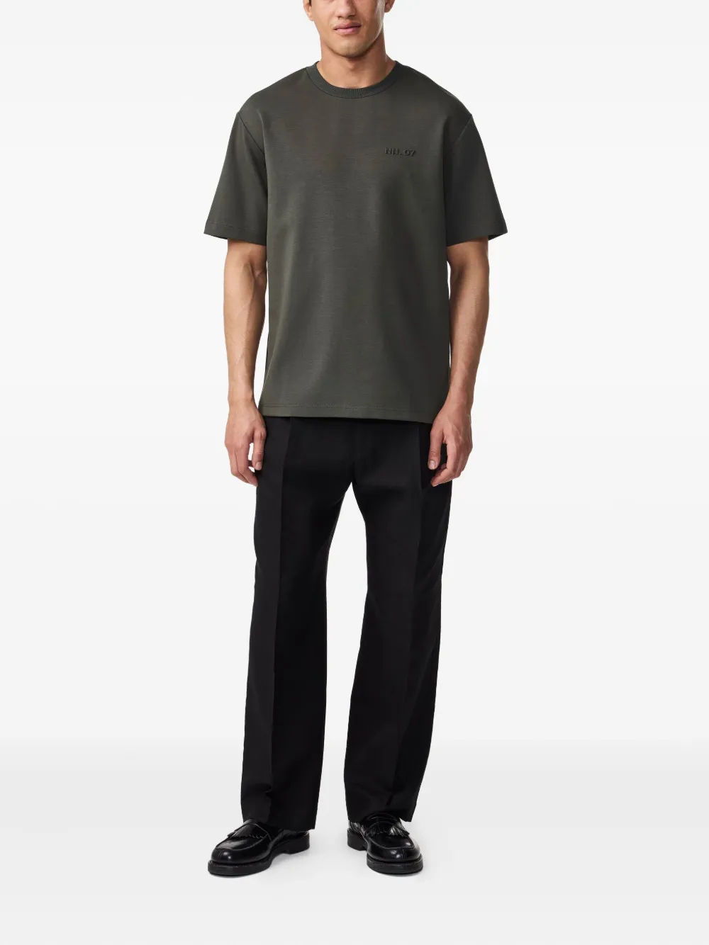 NN07 T-shirt met geborduurd logo - Grijs
