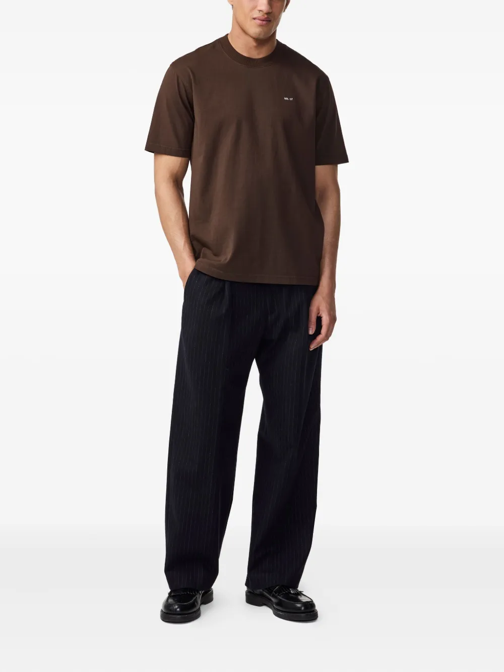 NN07 T-shirt met geborduurd logo - Bruin