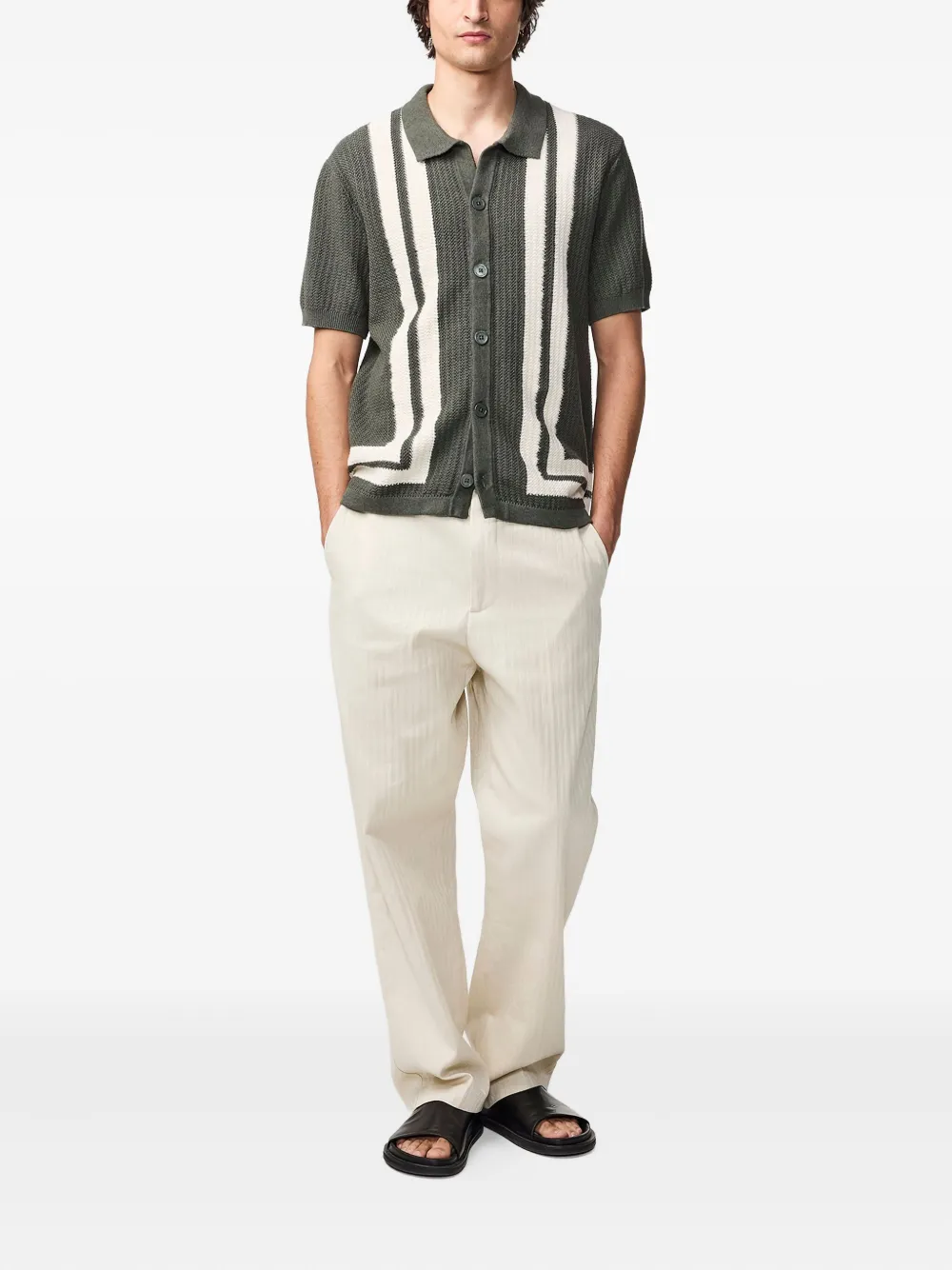 NN07 Gestreept poloshirt - Groen
