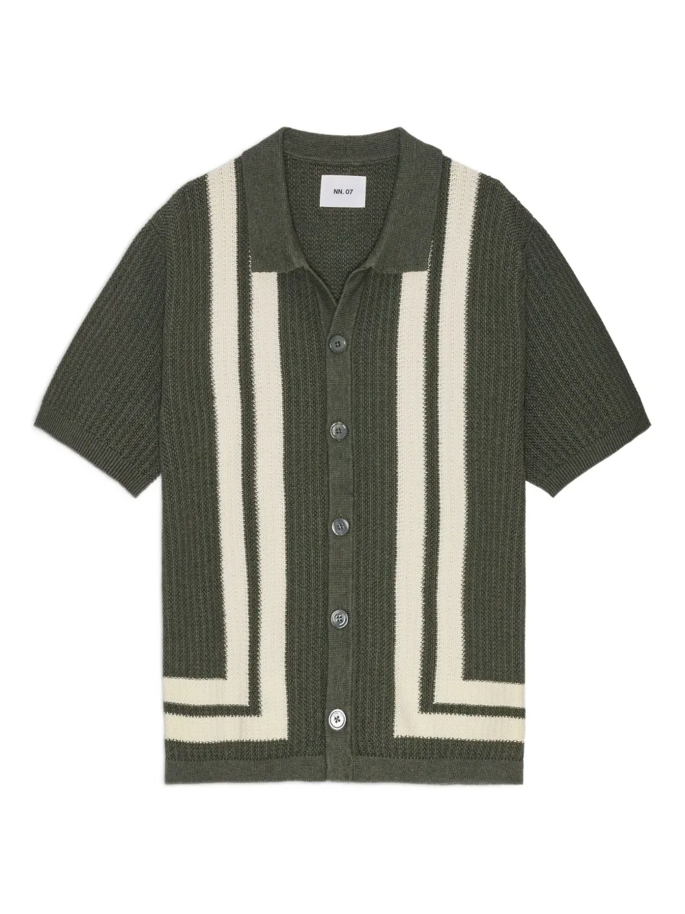 NN07 striped knitted polo shirt | Green | Image 1