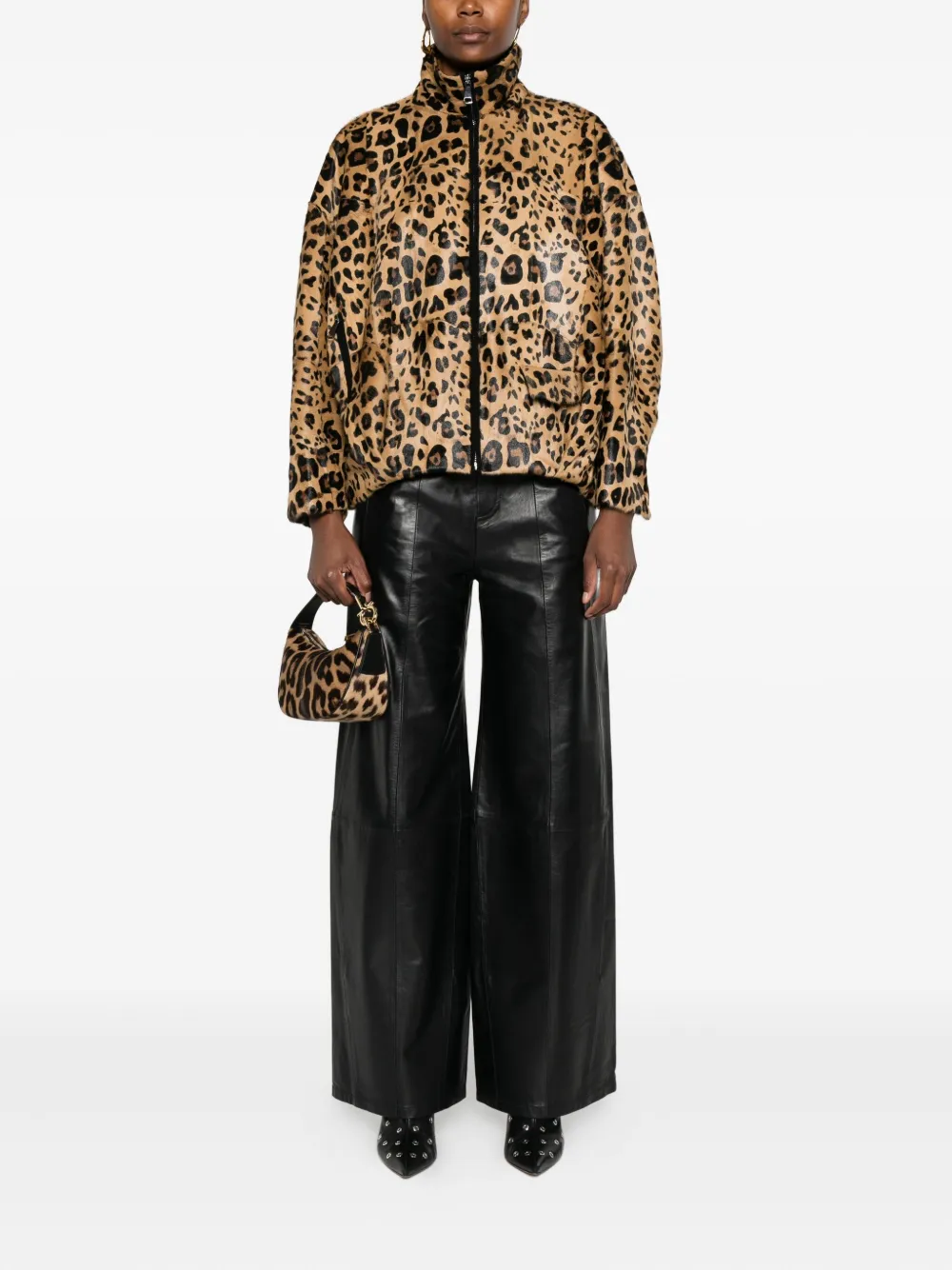 Simonetta Ravizza leopard print zip-front jacket | Leather Jackets | Image 2