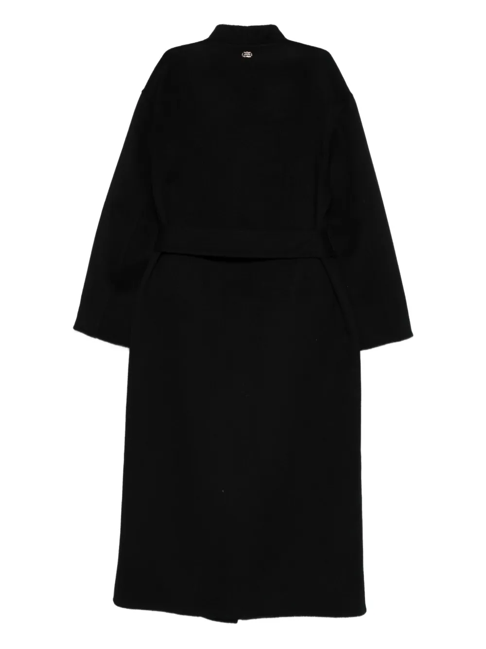 Agnona Belted Wool Coat In Black