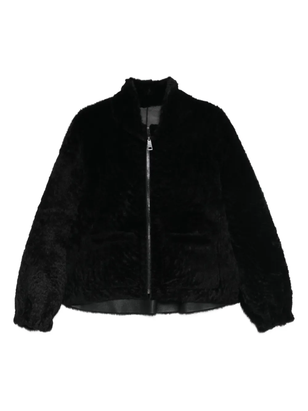 Simonetta Ravizza zip-front balloon-sleeves jacket | Black | Image 1