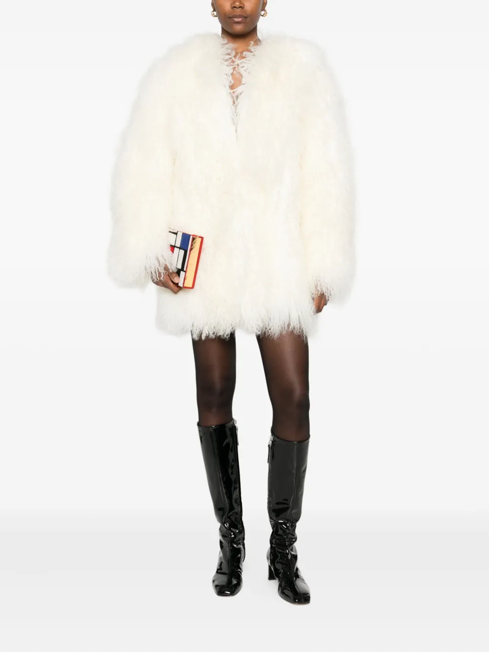 Numerootto Robyn Mongolian-fur Coat In Neutral