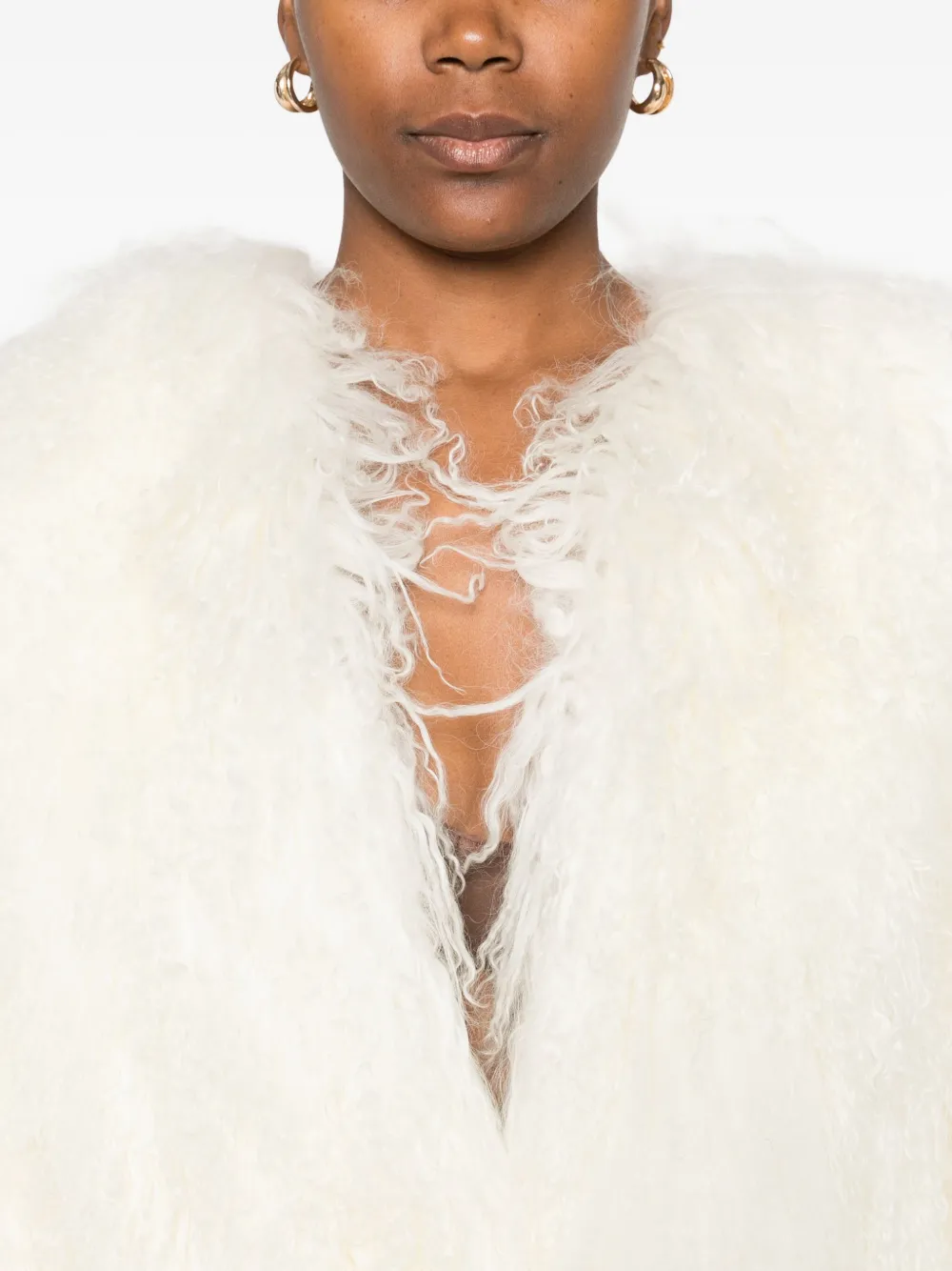 Numerootto Robyn Mongolian-fur Coat In Neutral