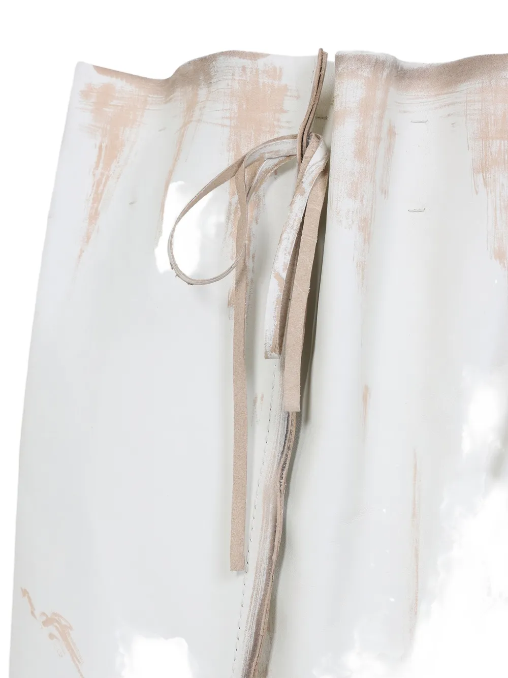 Prada Leren rok met gestrikt detail Wit