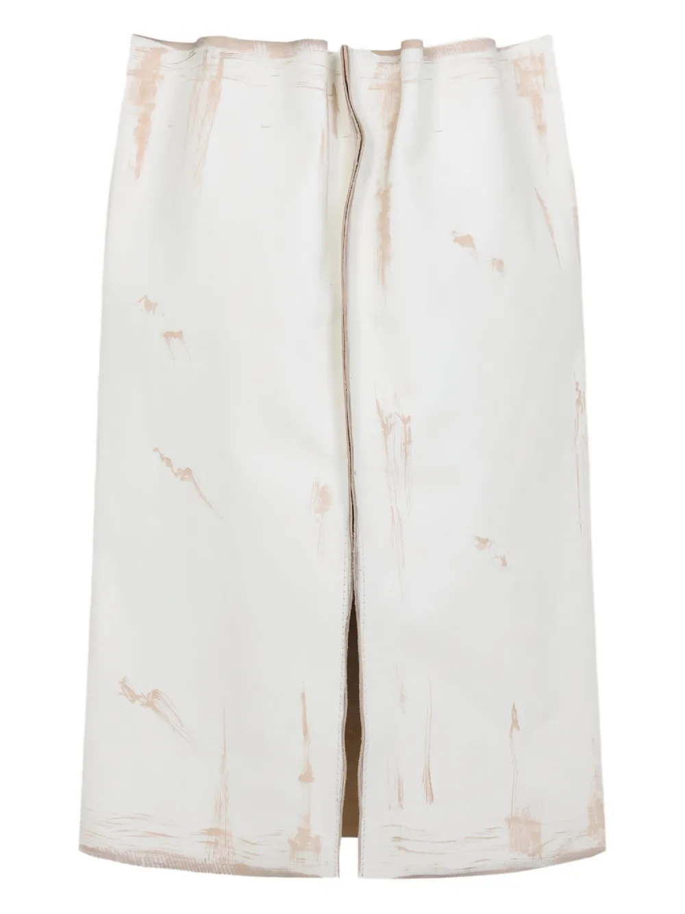 Prada tie-detail painted leather skirt - Wit