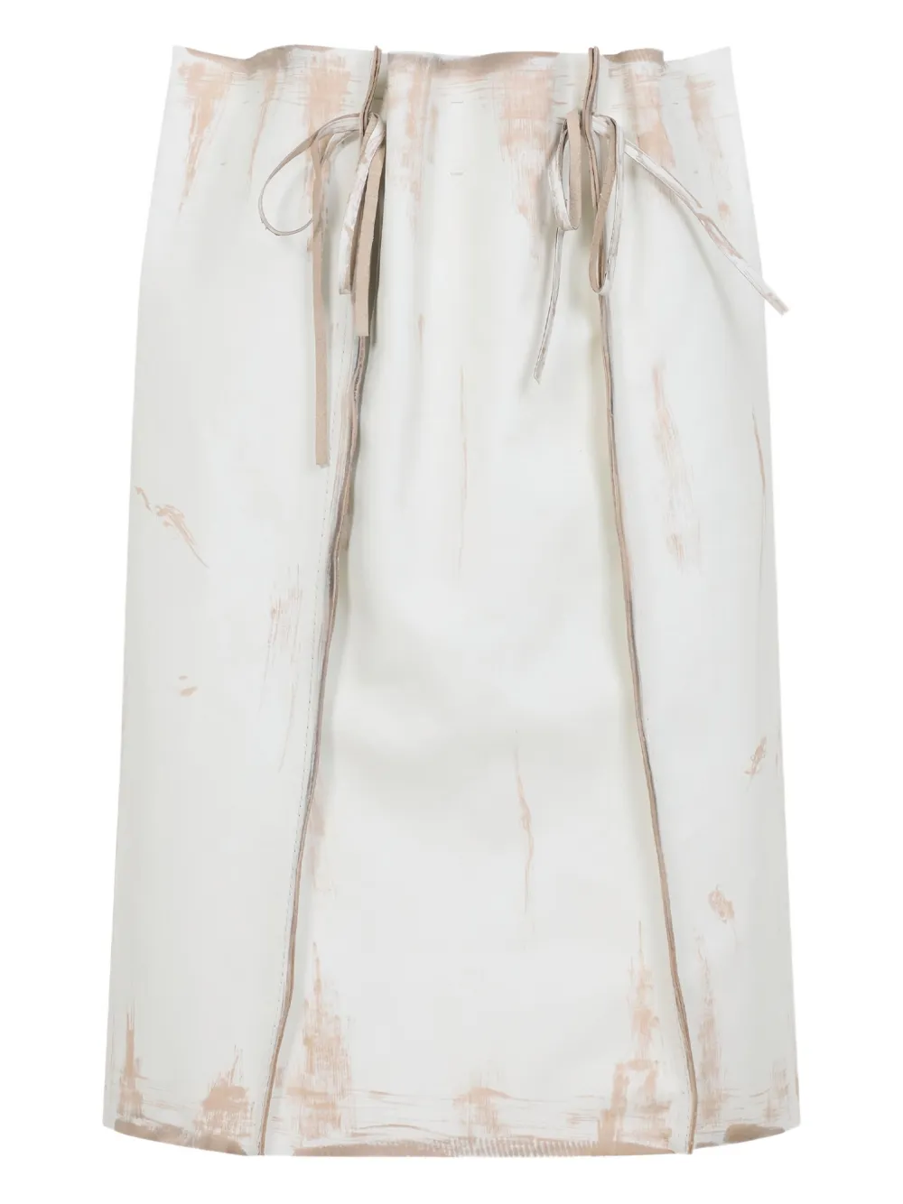 Prada tie-detail painted leather skirt Wit