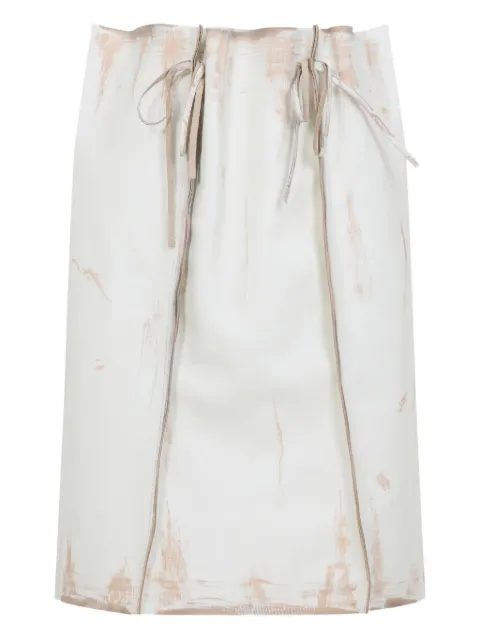 Prada tie-detail painted leather skirt