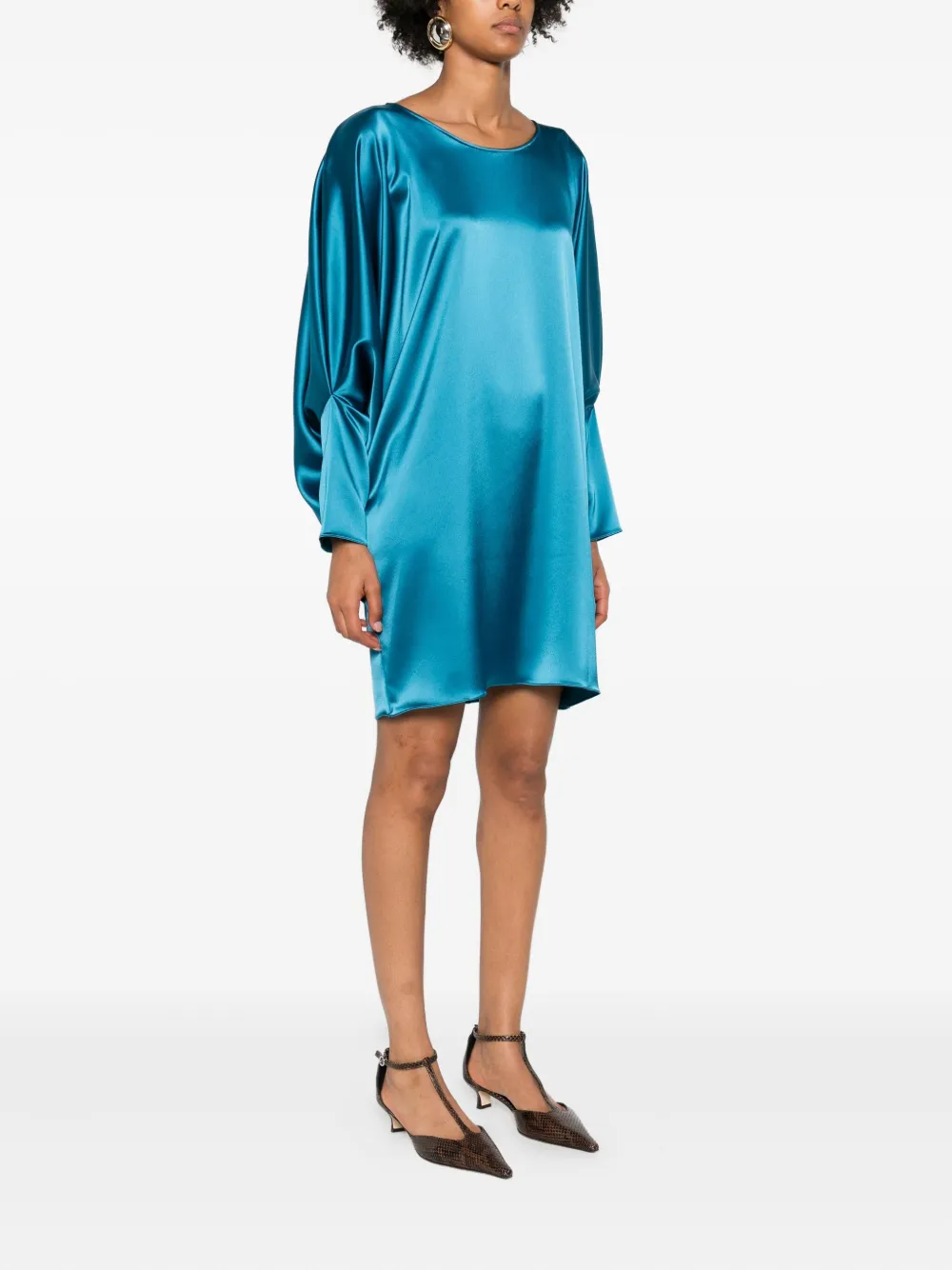 Gianluca Capannolo Crew-neck Puff-sleeve Mini Dress In Blue
