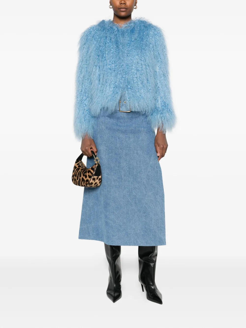 Numerootto Sheepskin Long-sleeve Jacket In Blue
