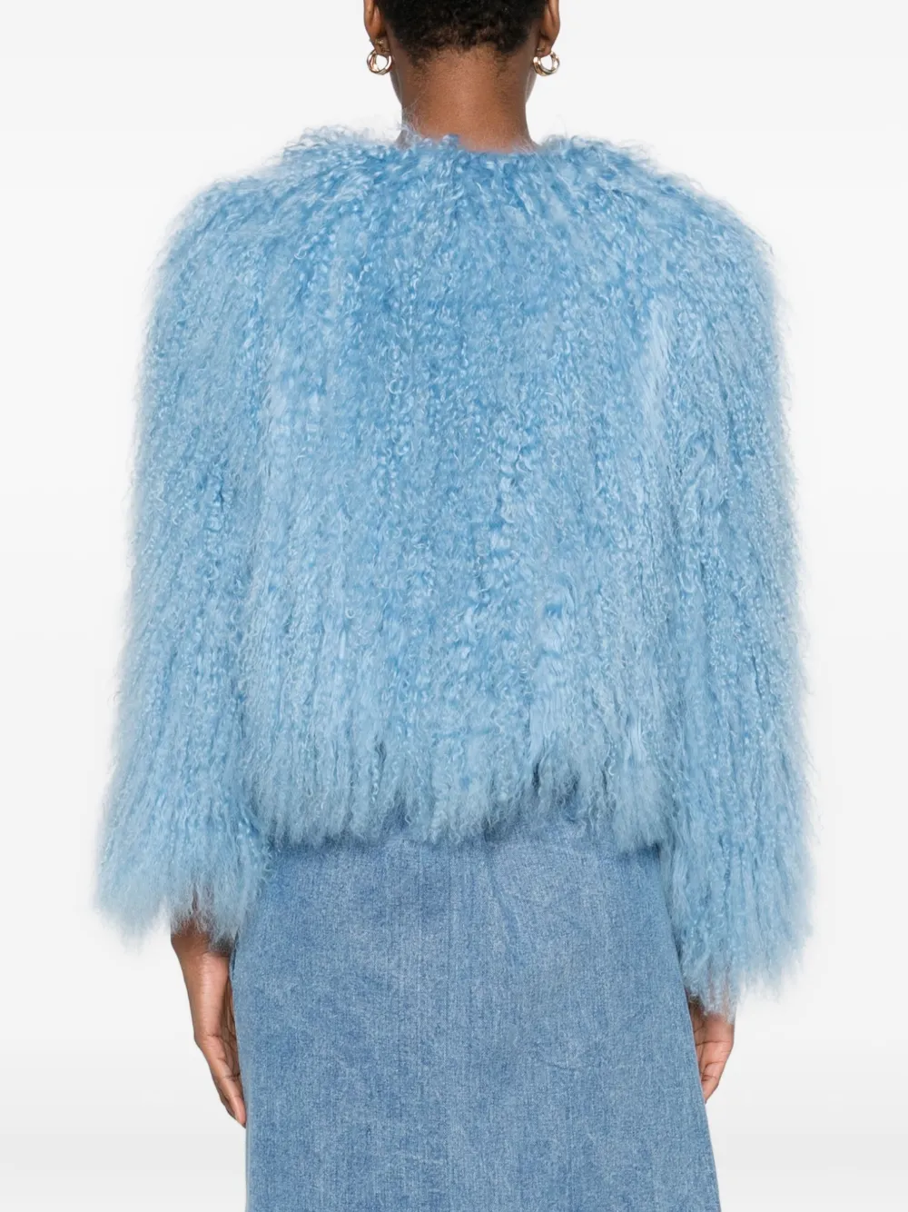 Numerootto Sheepskin Long-sleeve Jacket In Blue