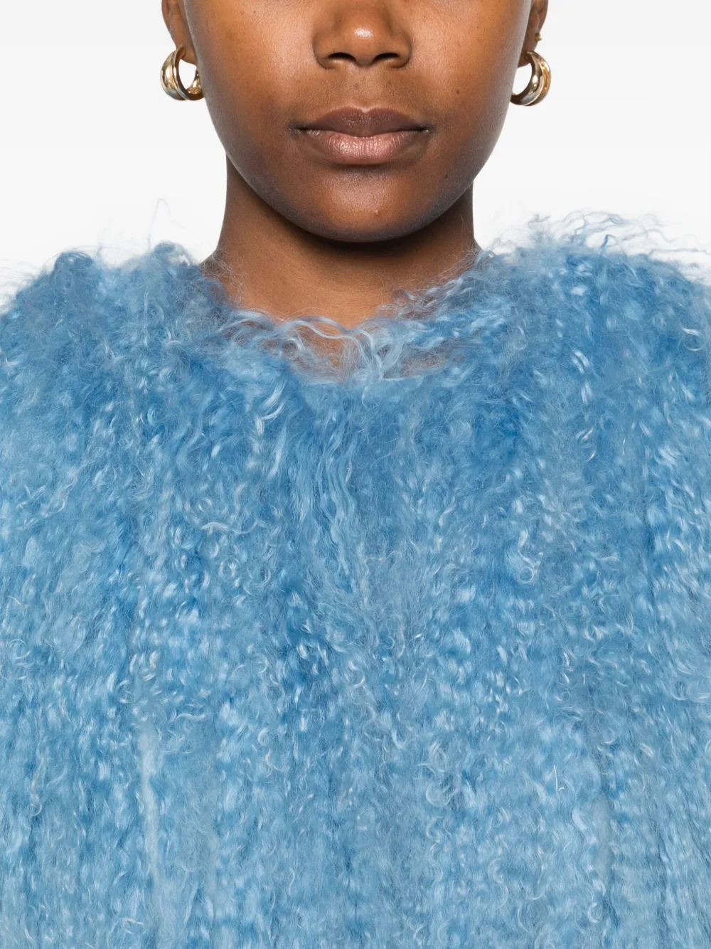 Numerootto Sheepskin Long-sleeve Jacket In Blue