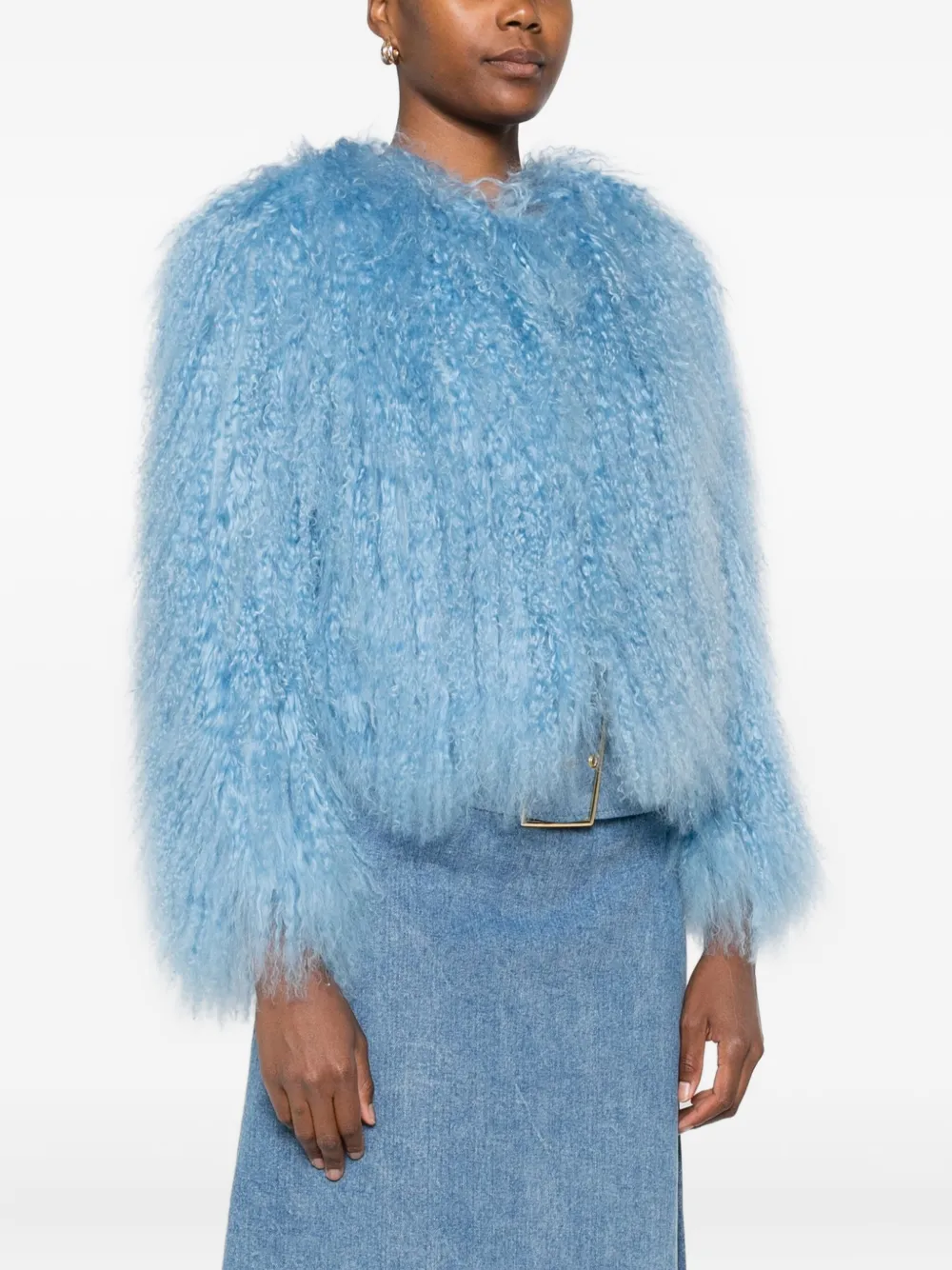 Numerootto Sheepskin Long-sleeve Jacket In Blue