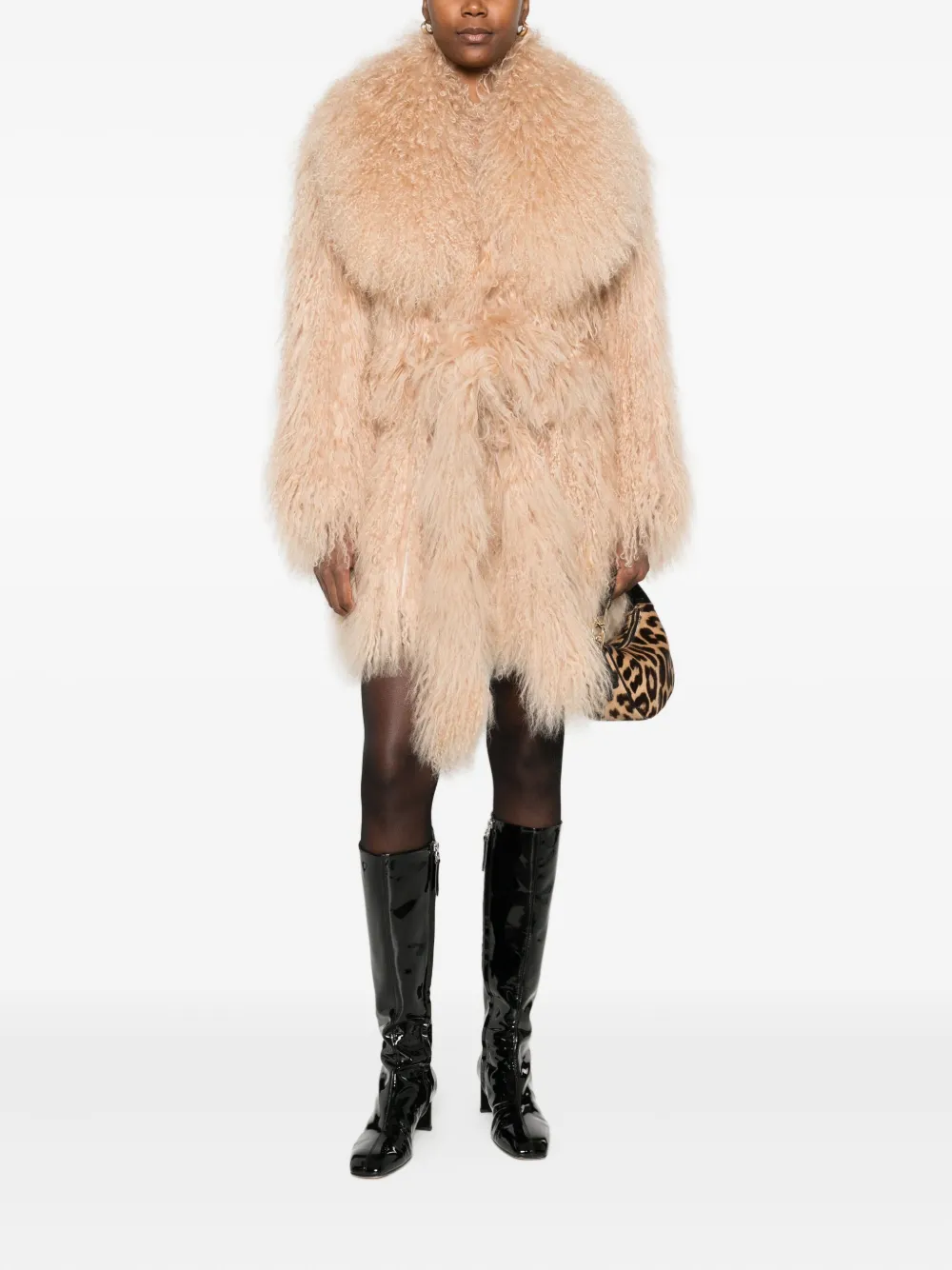 Numerootto Aghata Belted Coat In Neutral
