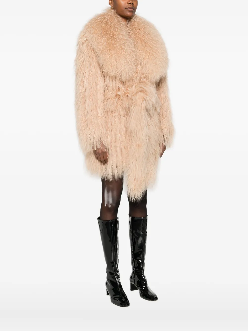 Numerootto Aghata Belted Coat In Neutral