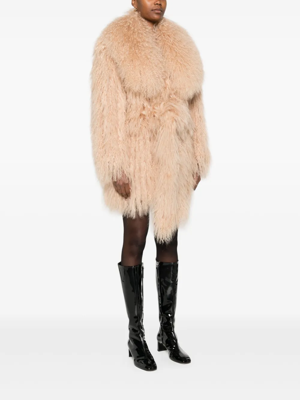 Numerootto Aghata jas met ceintuur Beige