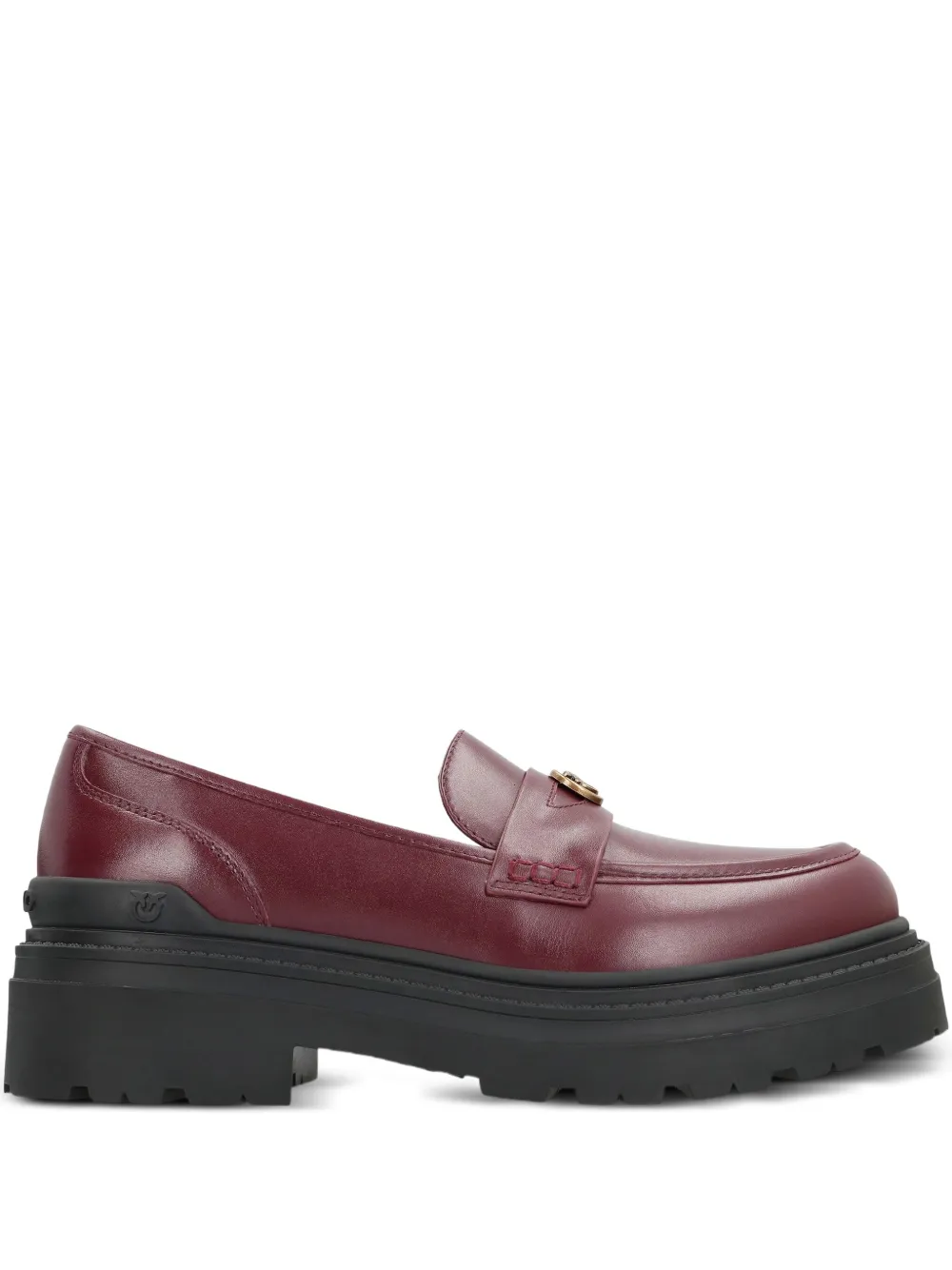 PINKO Mia leather platform loafers Red